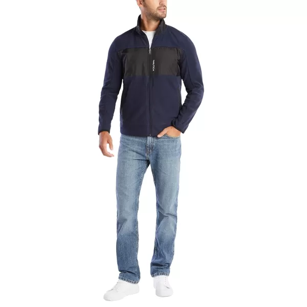 Nautica Mens FullZip Mock Neck Fleece SweatshirtNavy