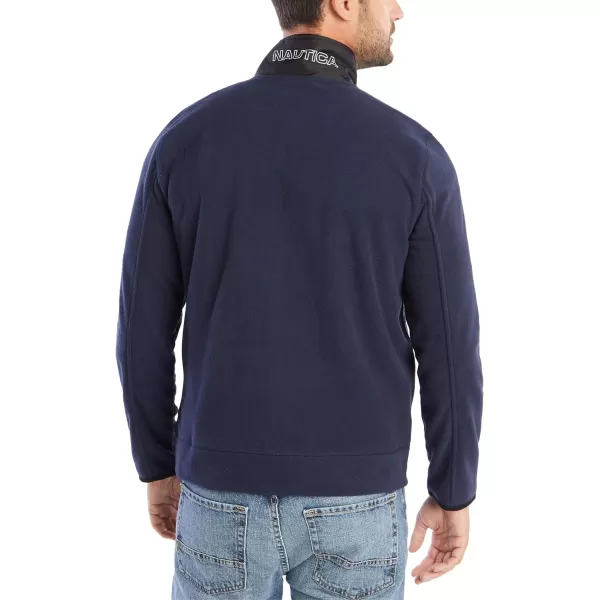 Nautica Mens FullZip Mock Neck Fleece SweatshirtNavy