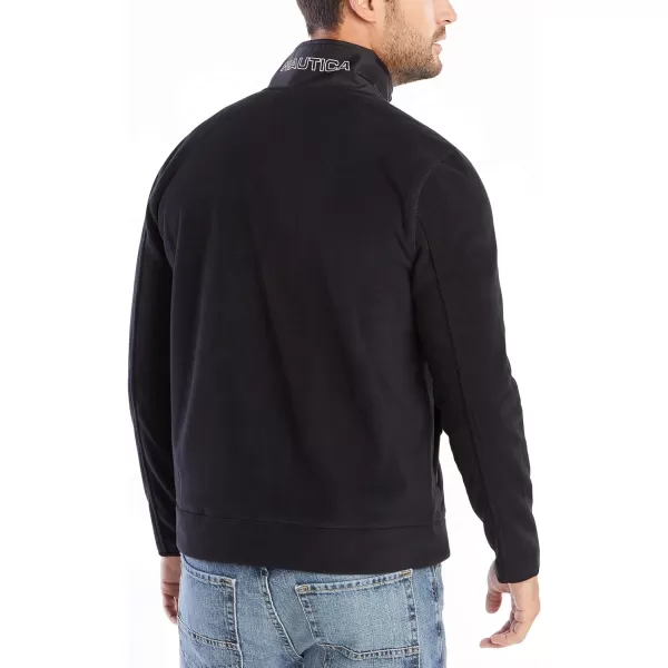 Nautica Mens FullZip Mock Neck Fleece SweatshirtTrue Black