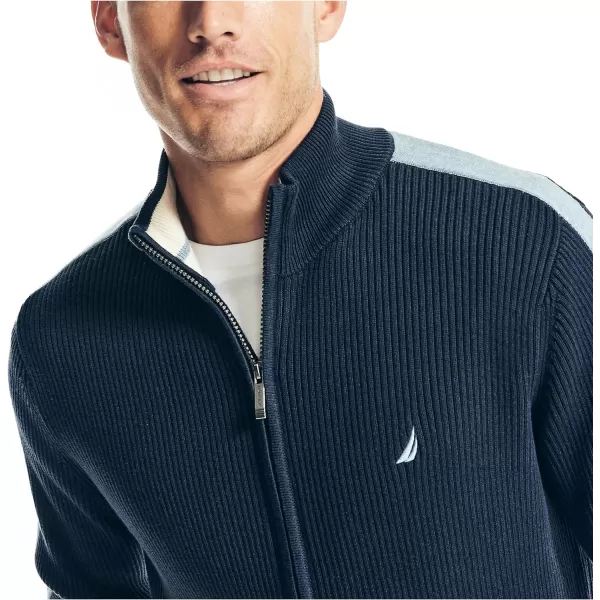 Nautica Mens FullZip MockNeck SweaterNavy