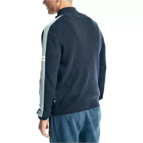 Nautica Mens FullZip MockNeck SweaterNavy