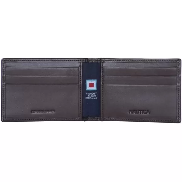 Nautica Mens Genuine Leather Front Pocket RFID Wallet Available in Smooth or Pebble GrainPop Color  BlackBrown