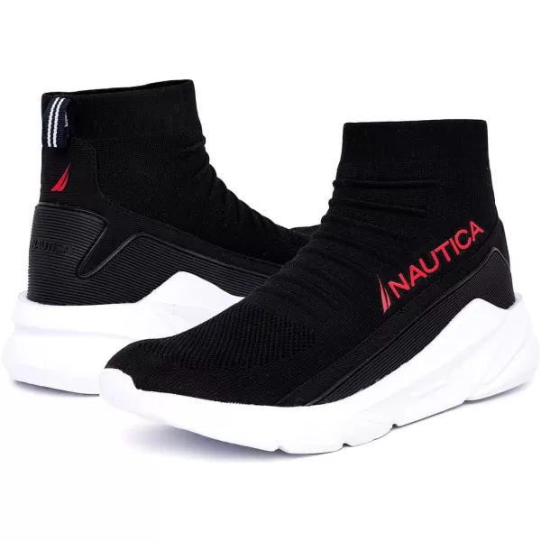 Nautica Mens High Sock Sneaker with Enhanced Ankle Support  SlipOn amp LaceUp Design for Comfort and StyleBlack Redsorte