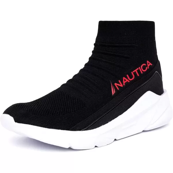 Nautica Mens High Sock Sneaker with Enhanced Ankle Support  SlipOn amp LaceUp Design for Comfort and StyleBlack Redsorte