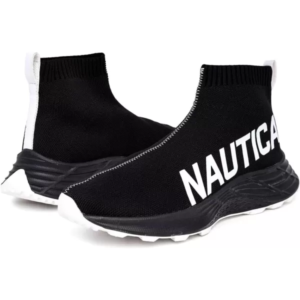 Nautica Mens High Sock Sneaker with Enhanced Ankle Support  SlipOn amp LaceUp Design for Comfort and StyleBlackWhitewoodland