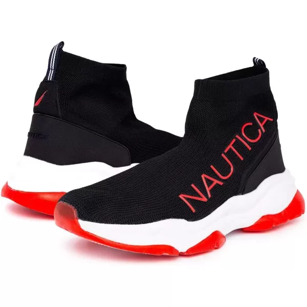 Nautica Mens High Sock Sneaker with Enhanced Ankle Support  SlipOn amp LaceUp Design for Comfort and StyleBowenblack Red