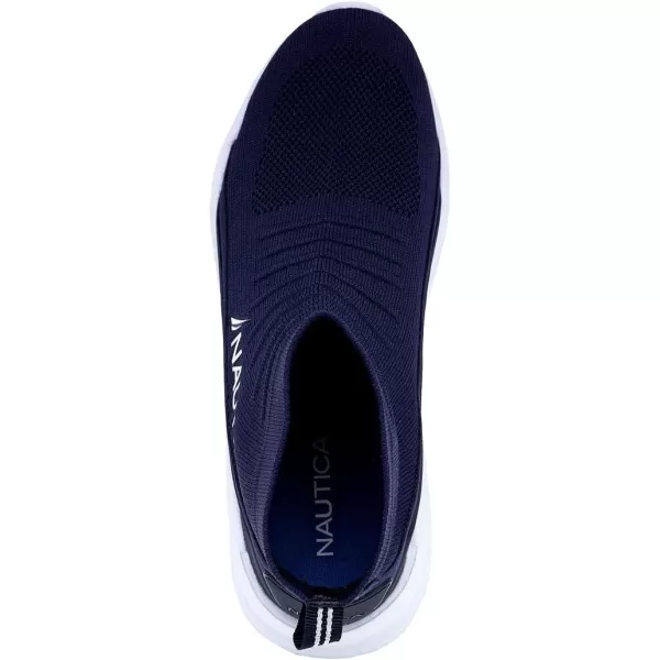 Nautica Mens High Sock Sneaker with Enhanced Ankle Support  SlipOn amp LaceUp Design for Comfort and StyleNavy Whitesorte