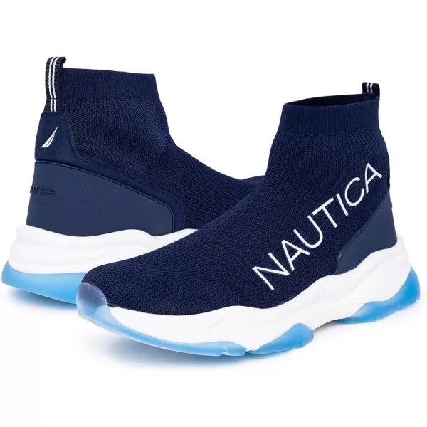 Nautica Mens High Sock Sneaker with Enhanced Ankle Support  SlipOn amp LaceUp Design for Comfort and StyleNavyRedwoodland