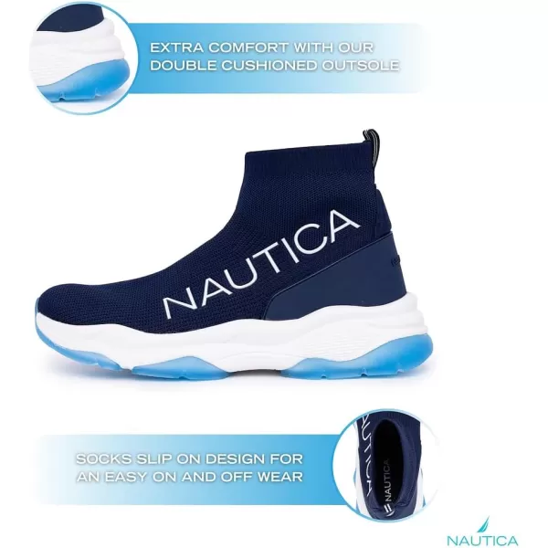 Nautica Mens High Sock Sneaker with Enhanced Ankle Support  SlipOn amp LaceUp Design for Comfort and StylePatrikoblack White