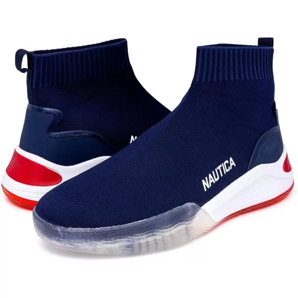 Nautica Mens High Top Sneakers Breathable Knit with Socks Ankle Support SlipOn Tennis Comfort Shoes for Fashion Gym SportsWillym 3navy