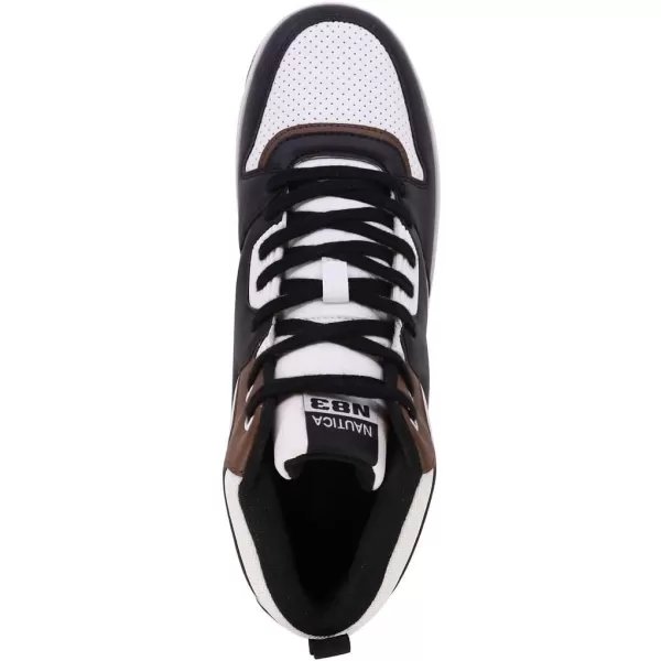 Nautica Mens HighTop Fashion Sneakers  LaceUp Trainers for Stylish Basketball Style and Comfortable Walking ShoesOakfordClifftopbrown White Black