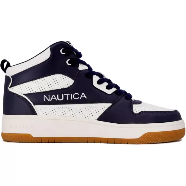 Nautica Mens HighTop Fashion Sneakers  LaceUp Trainers for Stylish Basketball Style and Comfortable Walking ShoesOakfordClifftopnavy White