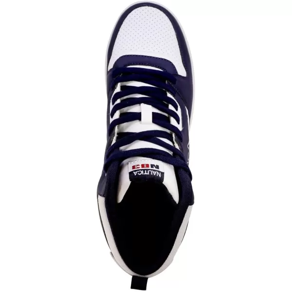 Nautica Mens HighTop Fashion Sneakers  LaceUp Trainers for Stylish Basketball Style and Comfortable Walking ShoesOakfordNavy Whiteclifftop X