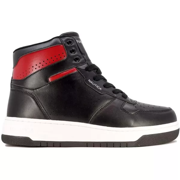 Nautica Mens HighTop Fashion Sneakers  LaceUp Trainers for Stylish Basketball Style and Comfortable Walking ShoesOakfordOakfordblack Red