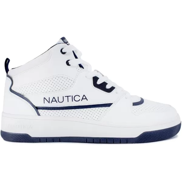 Nautica Mens HighTop Fashion Sneakers  LaceUp Trainers for Stylish Basketball Style and Comfortable Walking ShoesOakfordWhite Navyclifftop