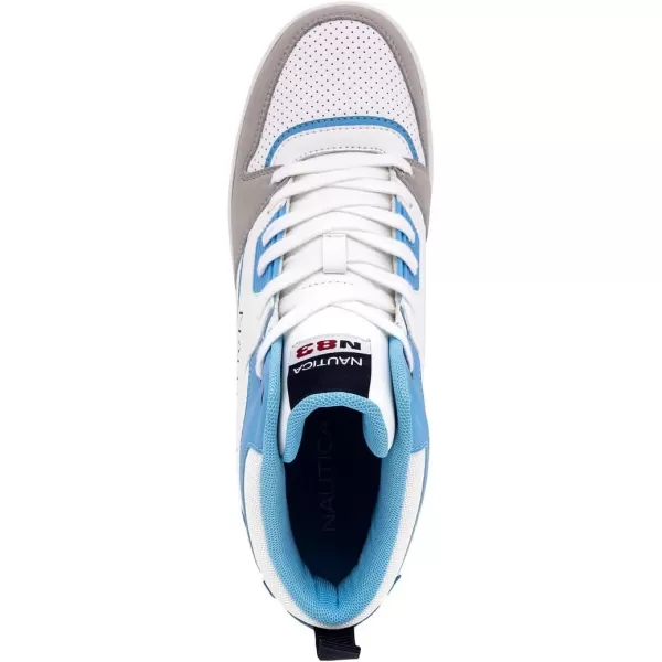 Nautica Mens HighTop Fashion Sneakers  LaceUp Trainers for Stylish Basketball Style and Comfortable Walking ShoesOakfordWhiteLight Blueclifftop