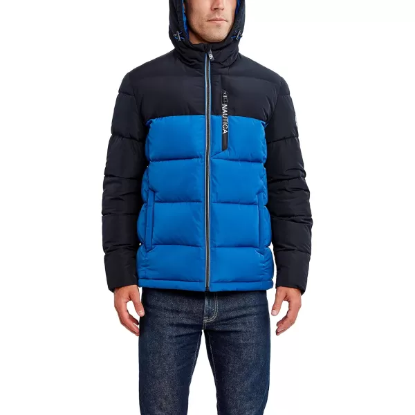 Nautica Mens Hooded Parka Jacket Water and Wind ResistantMonaco Blue