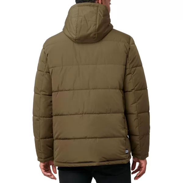 Nautica Mens Hooded Parka Jacket Water and Wind ResistantOlive Brown