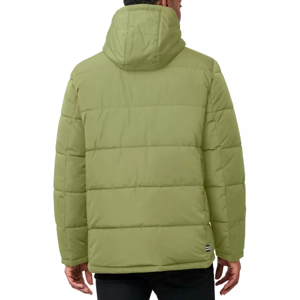 Nautica Mens Hooded Parka Jacket Water and Wind ResistantPale Olive