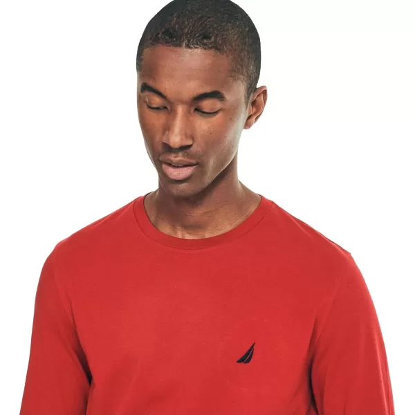 Nautica Mens JClass Logo Long Sleeve TShirt2024 Collection Nautica Red