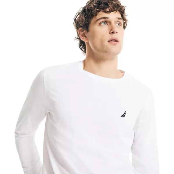 Nautica Mens JClass Logo Long Sleeve TShirt2024 Collection Optic White