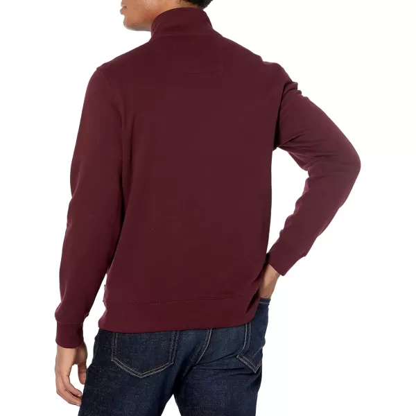 Nautica Mens JClass QuarterZip FleeceTrue Shipwreck Burgundy