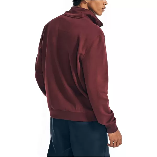 Nautica Mens JClass QuarterZip FleeceTrue Shipwreck Burgundy