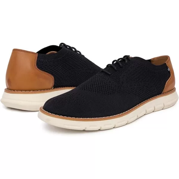 Nautica Mens Knit Dress Oxford LaceUp Sneakers Stylish Comfortable and Ideal for Business or Casual WalkingBlack Knit 1