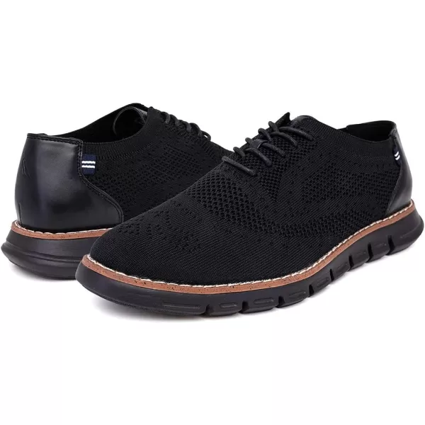 Nautica Mens Knit Dress Oxford LaceUp Sneakers Stylish Comfortable and Ideal for Business or Casual WalkingBlackBlack