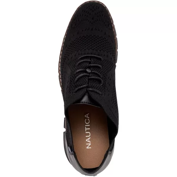 Nautica Mens Knit Dress Oxford LaceUp Sneakers Stylish Comfortable and Ideal for Business or Casual WalkingBlackBlack