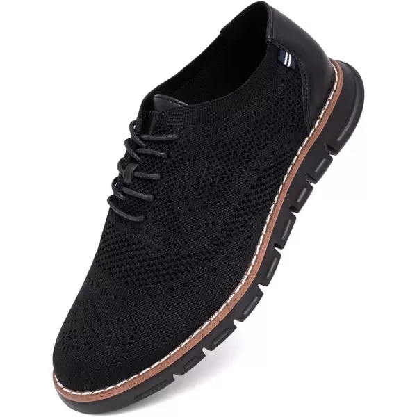 Nautica Mens Knit Dress Oxford LaceUp Sneakers Stylish Comfortable and Ideal for Business or Casual WalkingBlackBlack Knit