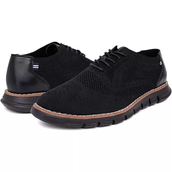 Nautica Mens Knit Dress Oxford LaceUp Sneakers Stylish Comfortable and Ideal for Business or Casual WalkingBlackBlack Knit