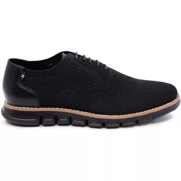 Nautica Mens Knit Dress Oxford LaceUp Sneakers Stylish Comfortable and Ideal for Business or Casual WalkingBlackBlack Knit