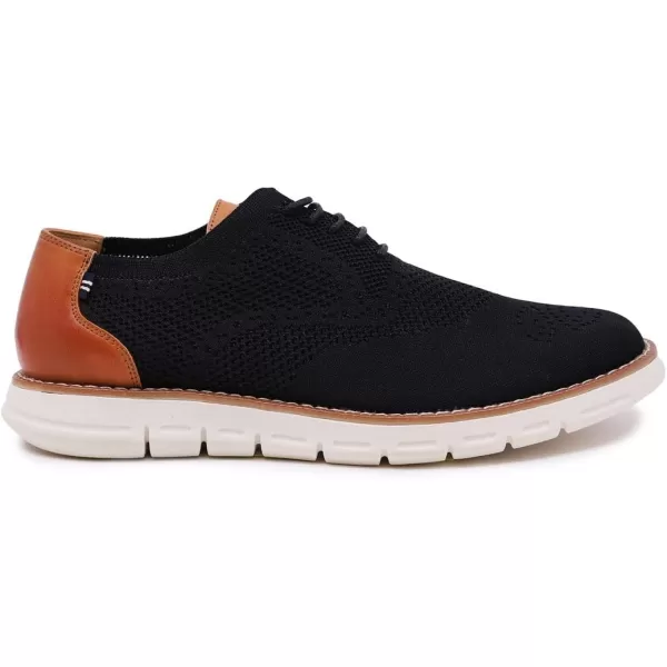 Nautica Mens Knit Dress Oxford LaceUp Sneakers Stylish Comfortable and Ideal for Business or Casual WalkingBlackWhite