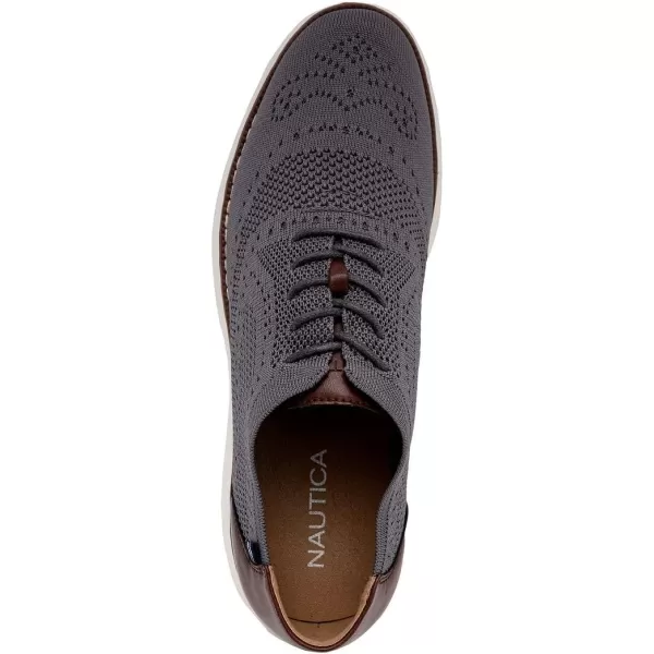 Nautica Mens Knit Dress Oxford LaceUp Sneakers Stylish Comfortable and Ideal for Business or Casual WalkingGrey Knit 1