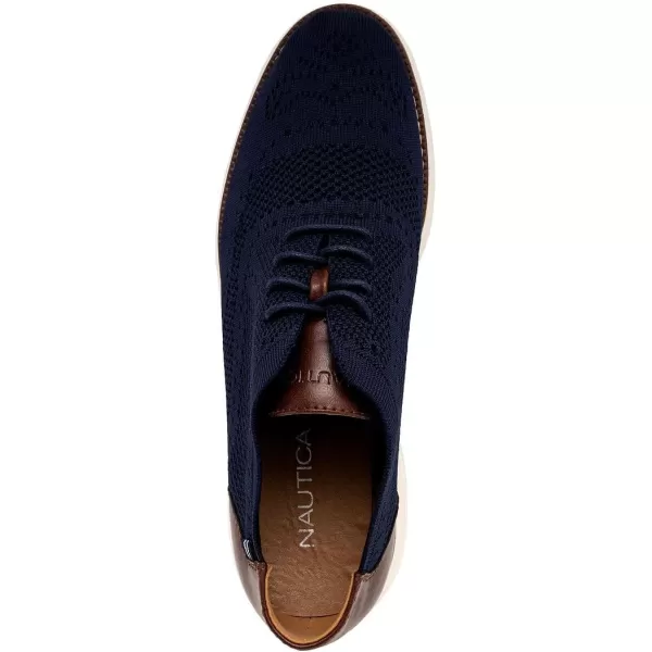 Nautica Mens Knit Dress Oxford LaceUp Sneakers Stylish Comfortable and Ideal for Business or Casual WalkingNavy Knit