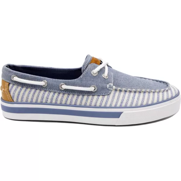 Nautica Mens LaceUp Boat Shoe TwoEyelet Casual Loafer Fashion Sneaker  GalleyBlue Stripe