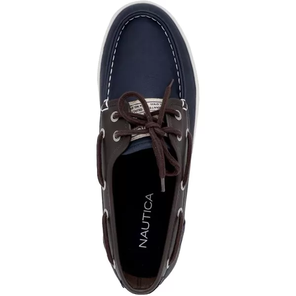 Nautica Mens LaceUp Boat Shoe TwoEyelet Casual Loafer Fashion Sneaker  GalleyNavy Brown Mix