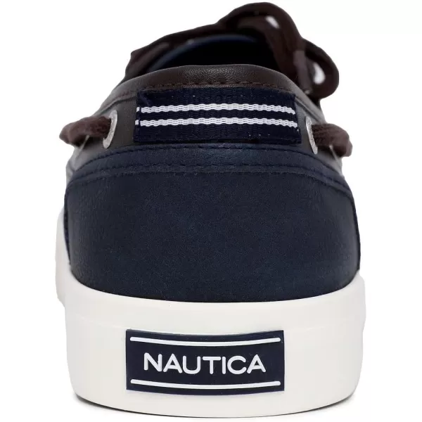 Nautica Mens LaceUp Boat Shoe TwoEyelet Casual Loafer Fashion Sneaker  GalleyNavy Brown Mix