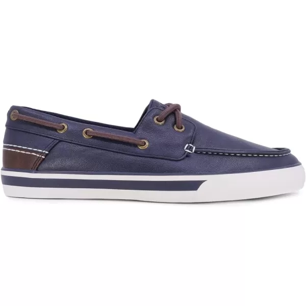 Nautica Mens LaceUp Boat Shoe TwoEyelet Casual Loafer Fashion Sneaker  GalleyNavy Brown Smooth