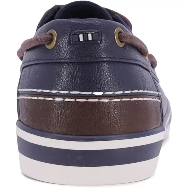 Nautica Mens LaceUp Boat Shoe TwoEyelet Casual Loafer Fashion Sneaker  GalleyNavy Brown Smooth