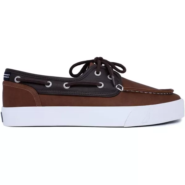 Nautica Mens LaceUp Boat Shoe TwoEyelet Casual Loafer Fashion Sneaker  GalleyTan Brown Mix