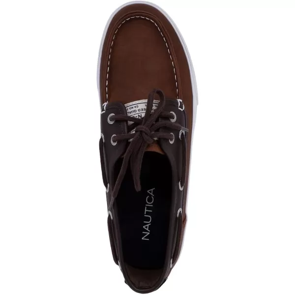 Nautica Mens LaceUp Boat Shoe TwoEyelet Casual Loafer Fashion Sneaker  GalleyTan Brown Mix