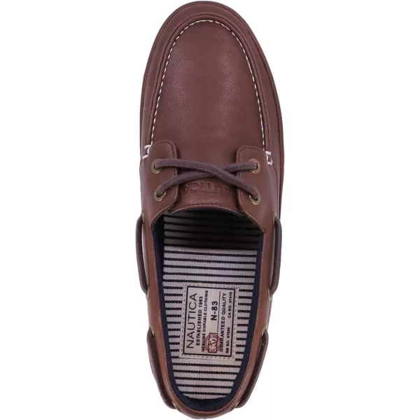 Nautica Mens LaceUp Boat Shoe TwoEyelet Casual Loafer Fashion Sneaker  GalleyTan Brown Smooth