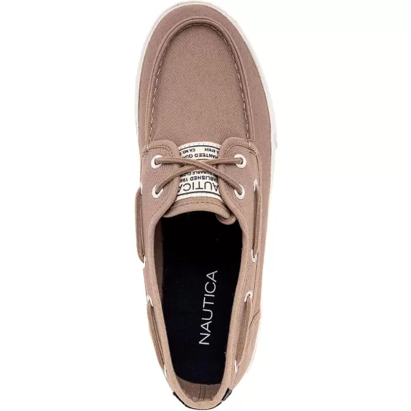 Nautica Mens LaceUp Boat Shoe TwoEyelet Casual Loafer Fashion Sneaker  GalleyTan Twill