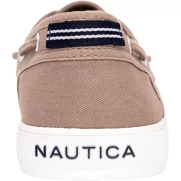 Nautica Mens LaceUp Boat Shoe TwoEyelet Casual Loafer Fashion Sneaker  GalleyTan Twill