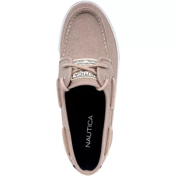Nautica Mens LaceUp Boat Shoe TwoEyelet Casual Loafer Fashion Sneaker  GalleyWashed Tan