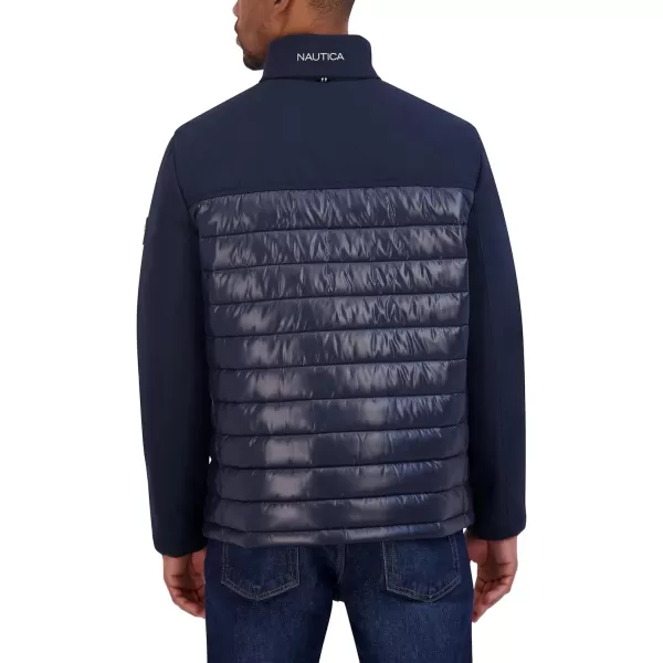 Nautica Mens Lightweight Mixed Media Quilt JacketBlue