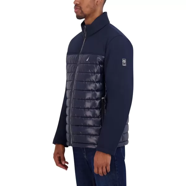 Nautica Mens Lightweight Mixed Media Quilt JacketBlue