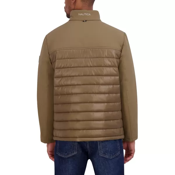 Nautica Mens Lightweight Mixed Media Quilt JacketBrown